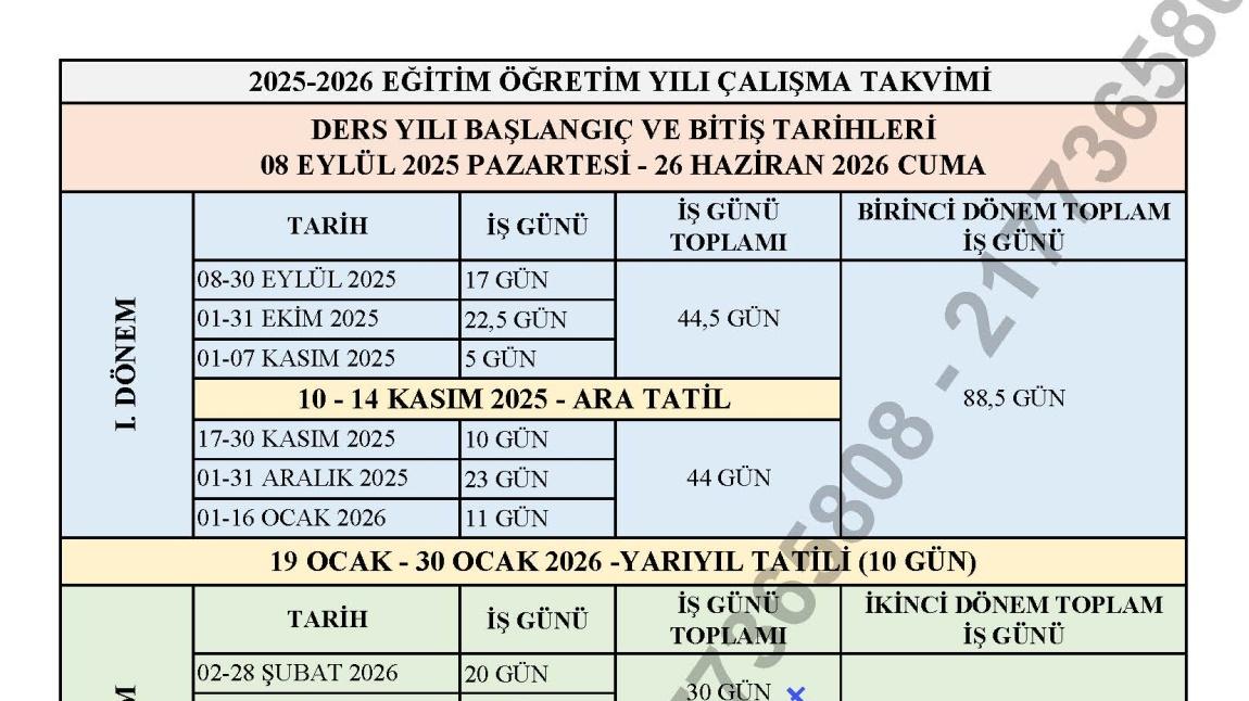 2025 2026 EĞİTİM ÖĞRETİM TAKVİMİ